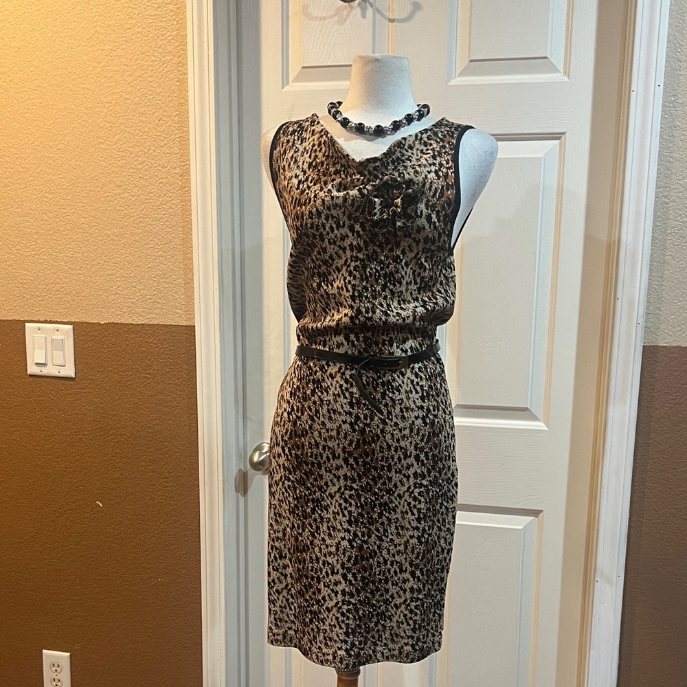 Adrienne Leopard Print Sleeveless Dress